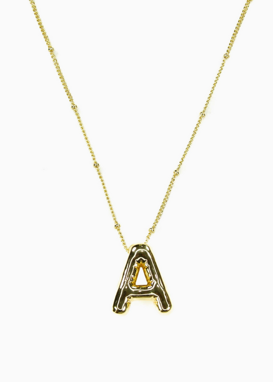 A - Initial Balloon Bubble Gold Necklace