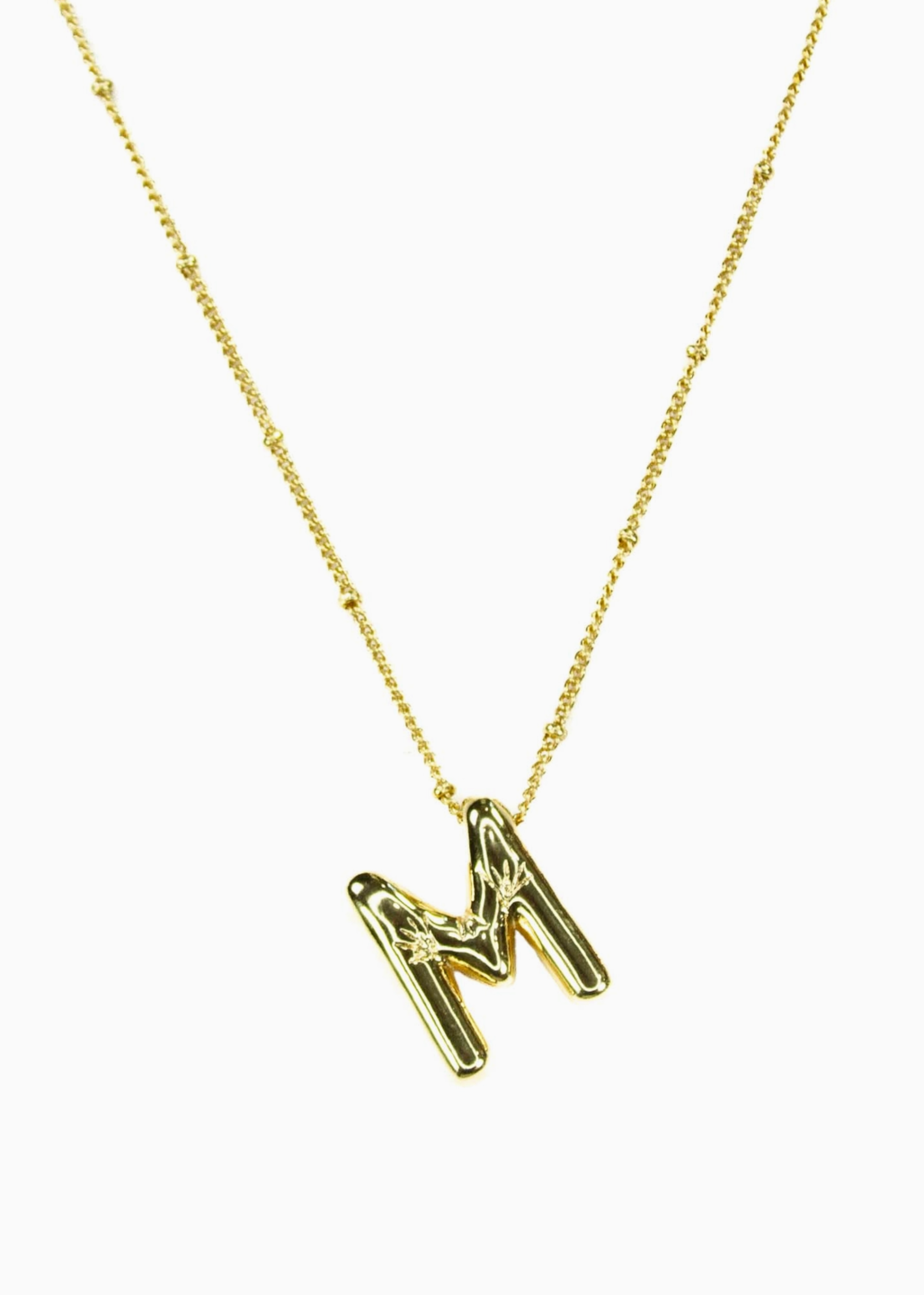 M - Initial Balloon Bubble Gold Necklace