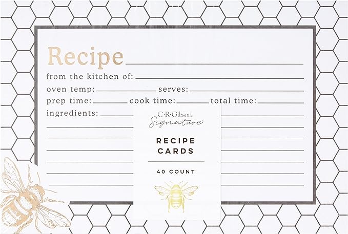 Honeycomb Hive Tin Recipe Box & Cards