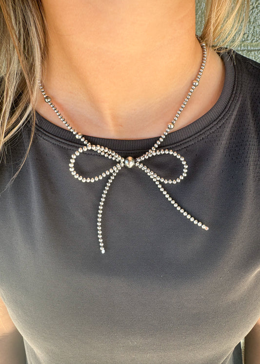 Sterling Silver Navajo Pearl Bow Necklace