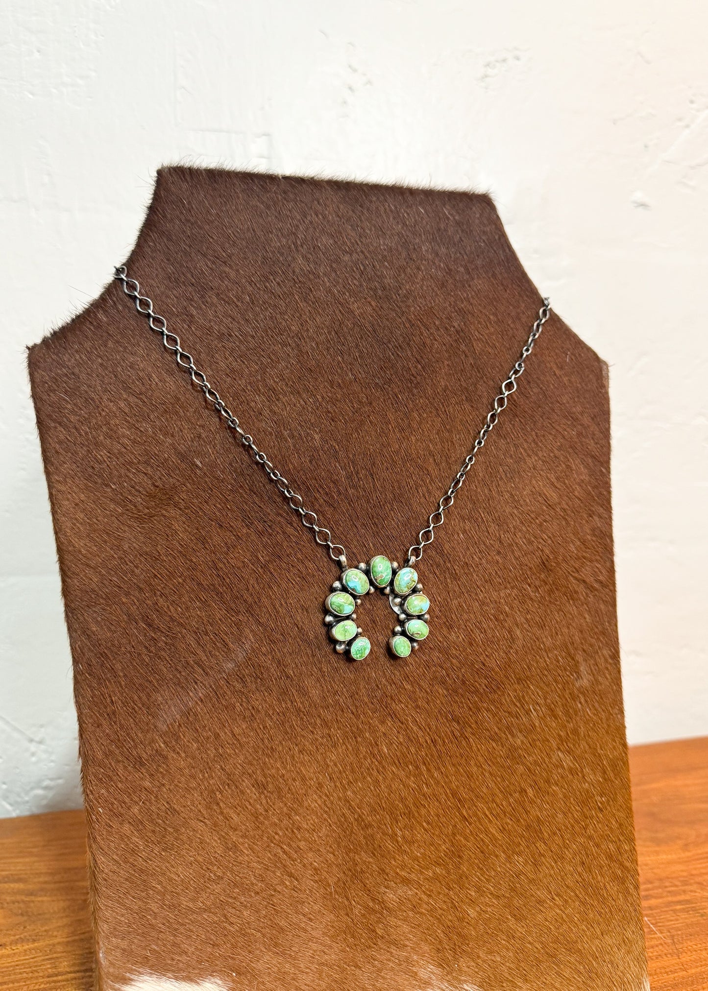 Turquoise Squash Blossom Pendant Necklace