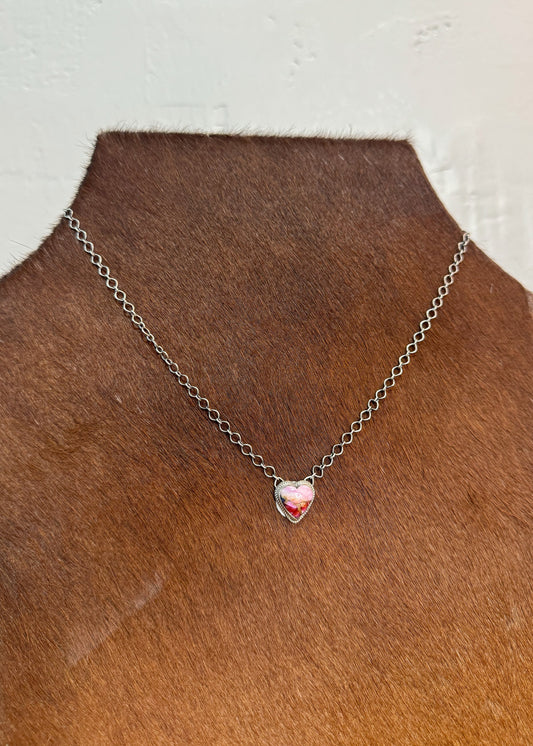 Pink Heart Pendant Necklace