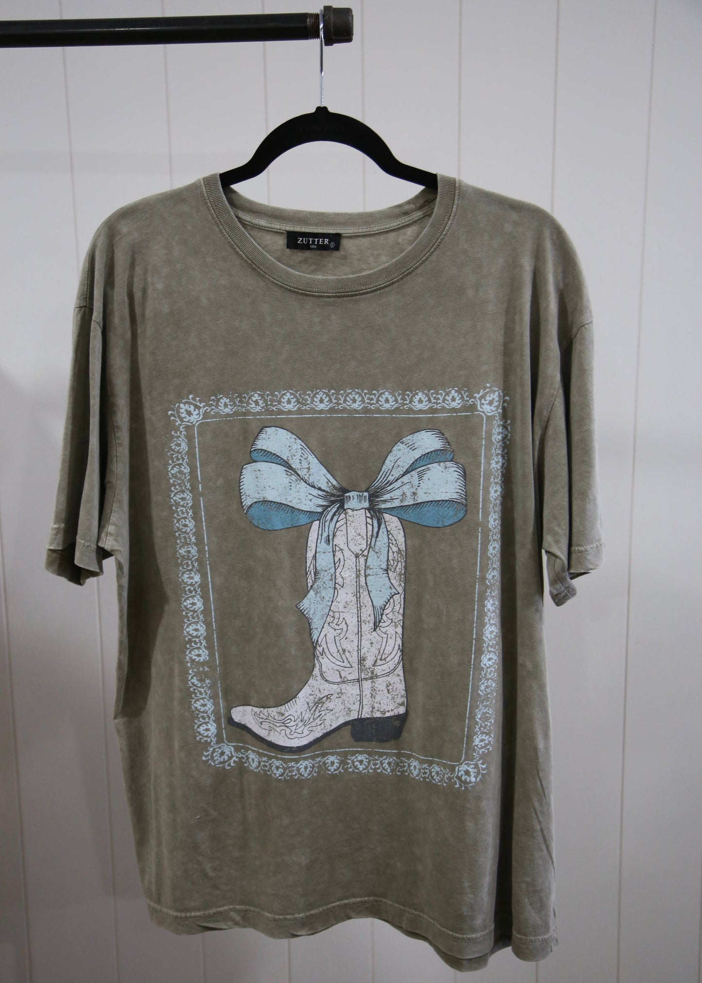 Cowboy Boots Bow Ribbon Graphic Tee