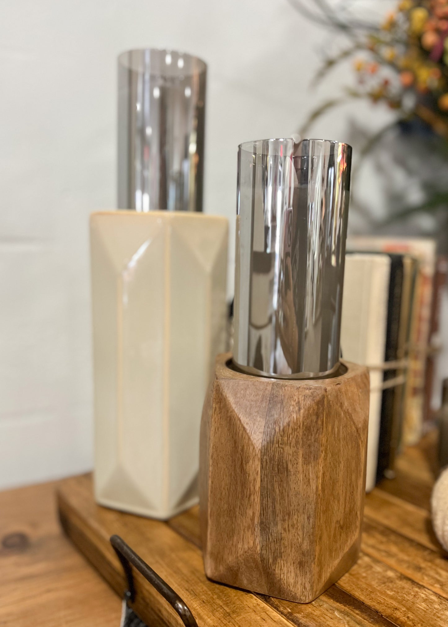 Wooden Pillar Candle Holder