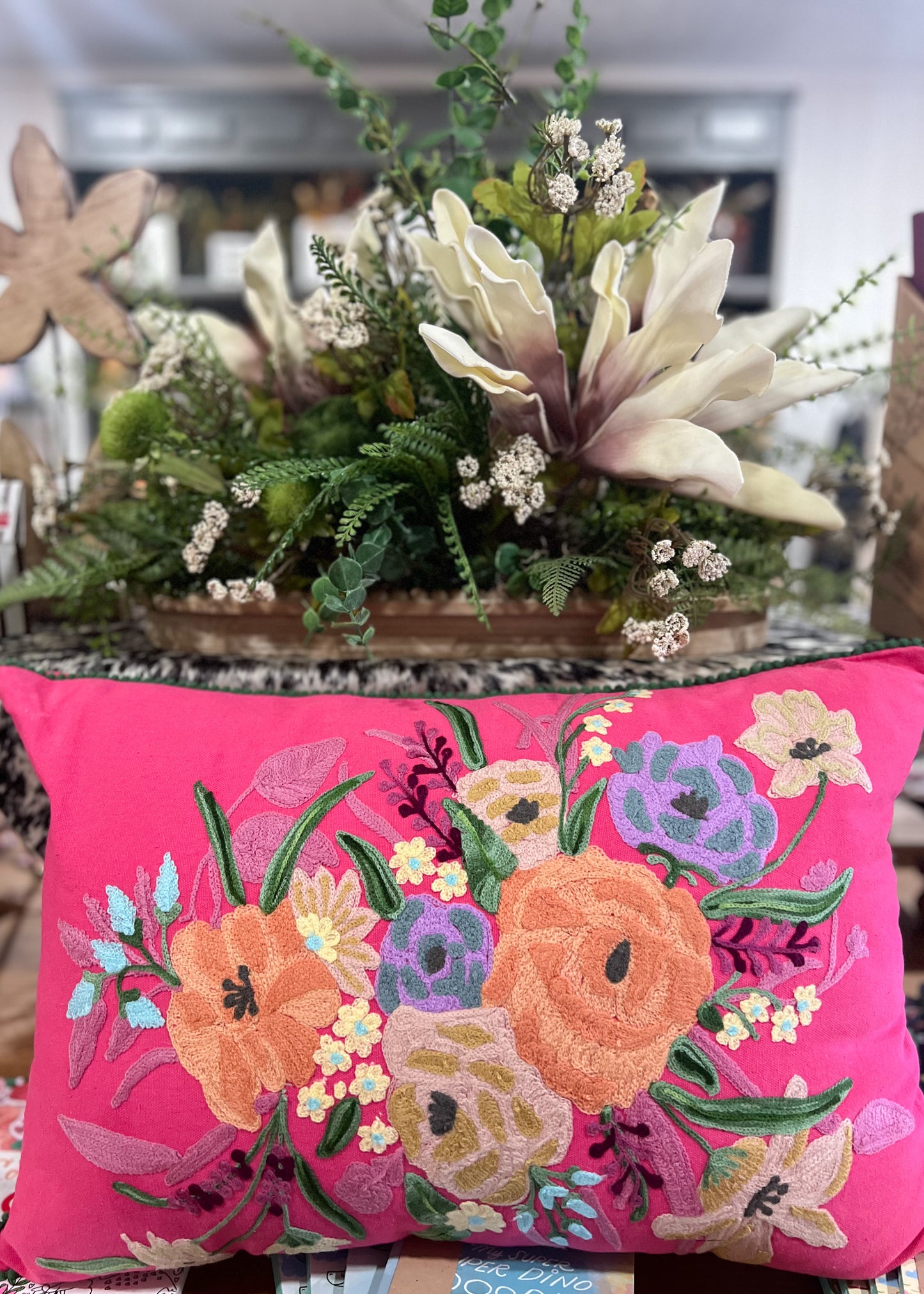 Pink Floral Pillow