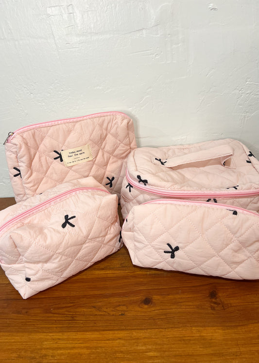 Pink Bow Cosmetic Bags