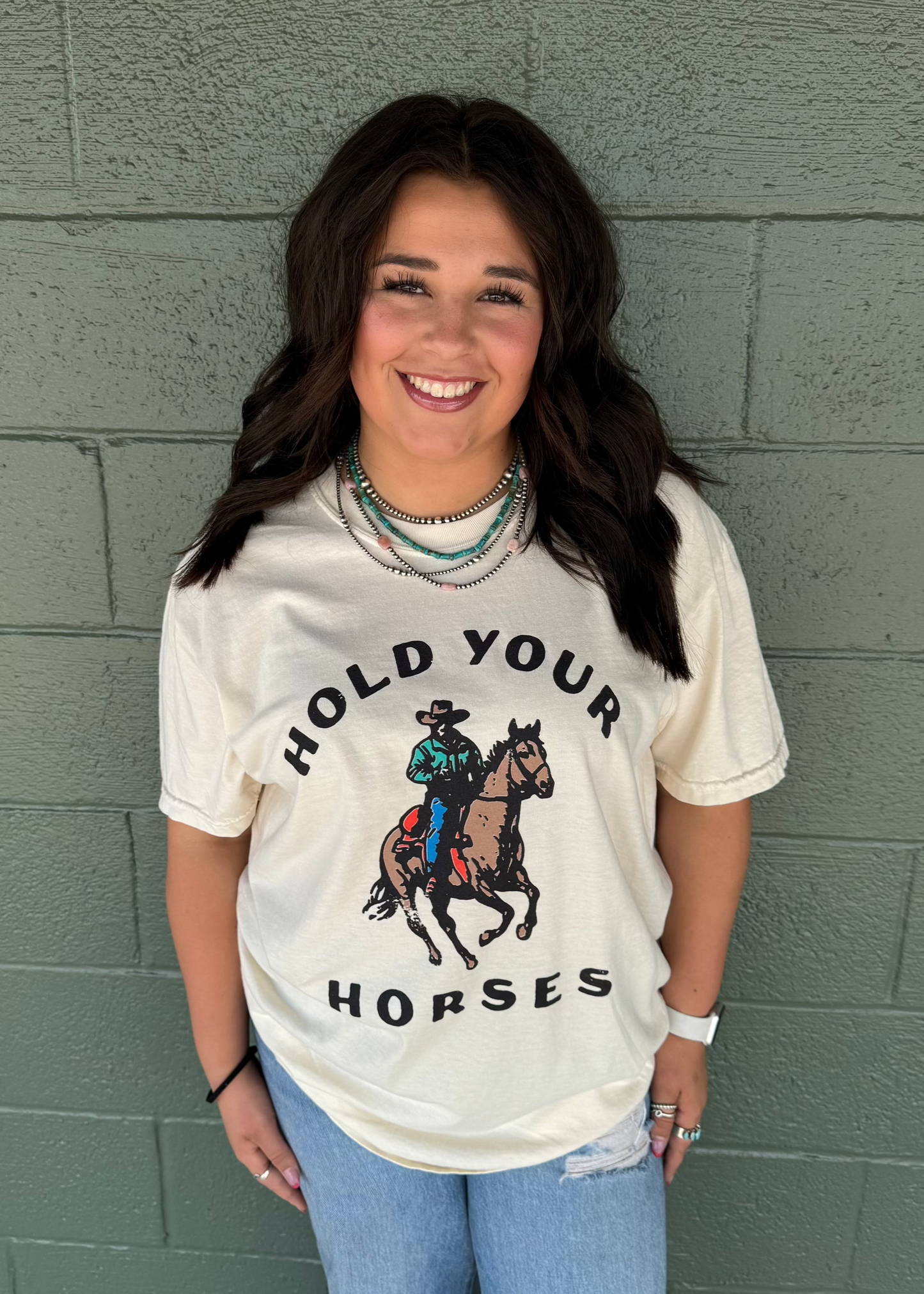 Ivory Hold Your Horses Vinatge Graphic Tee