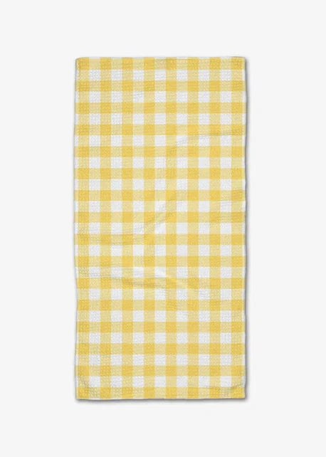 Lemon Gingham Geometry Bar Towel