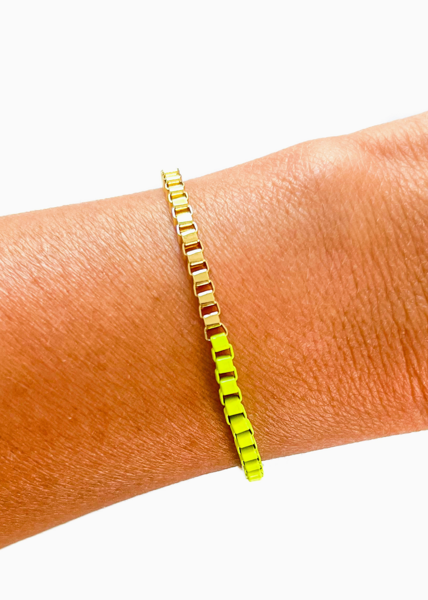 Neon Yellow Box Chain Link Bracelet