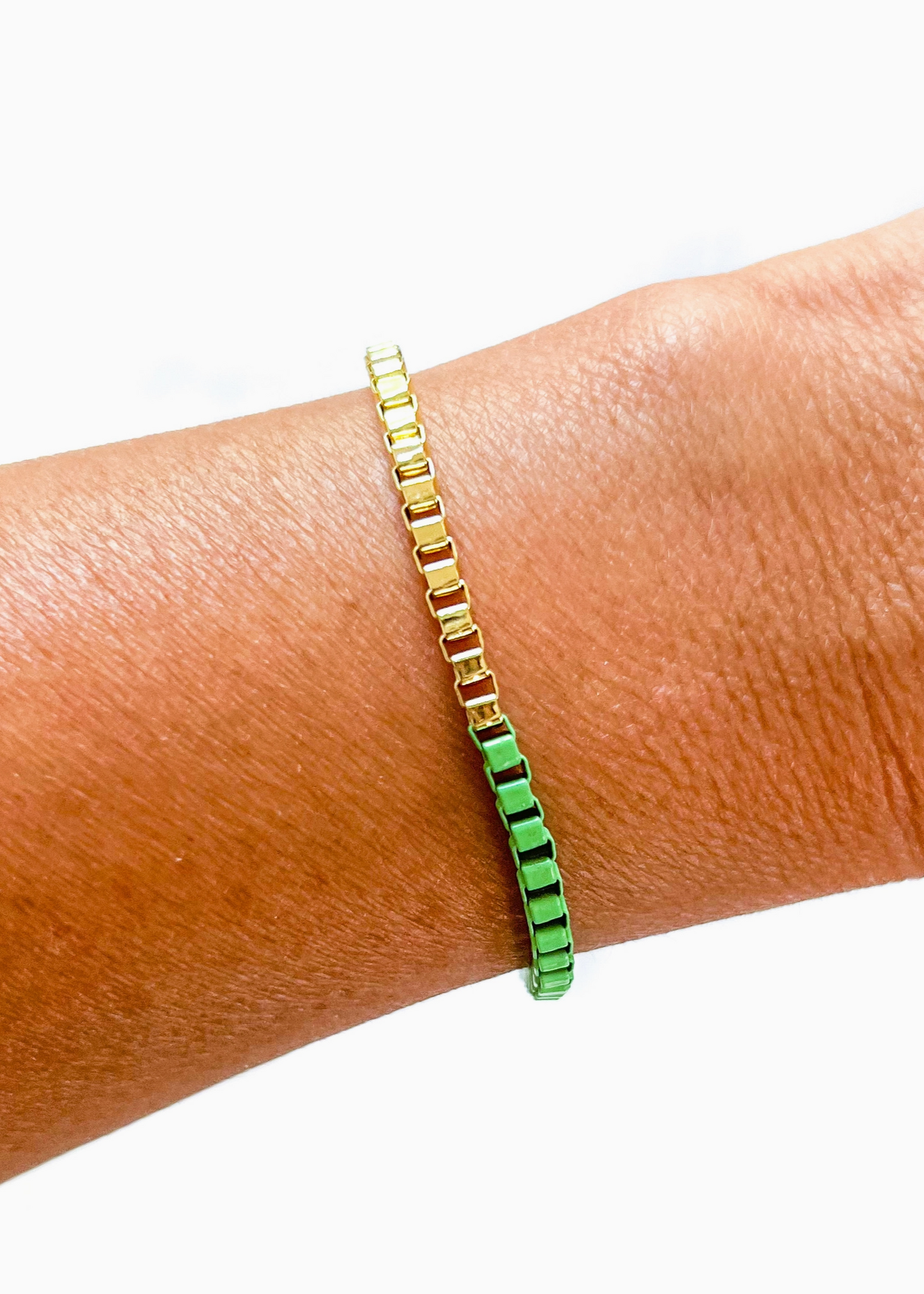 Lime Green Box Chain Link Bracelet