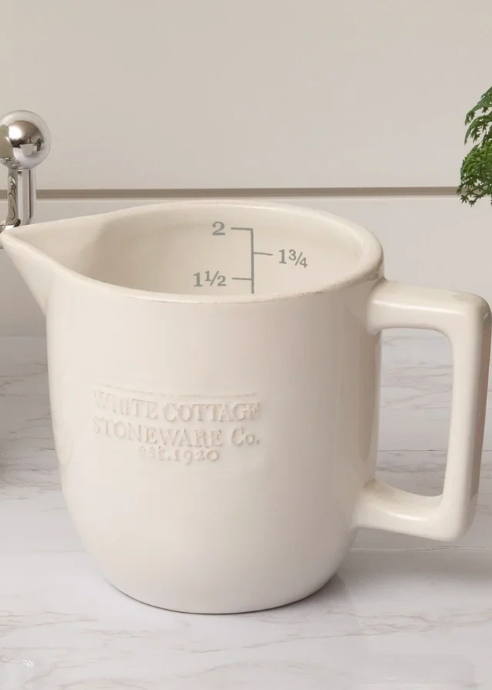 White Cottage Ceramic Measuring Cup