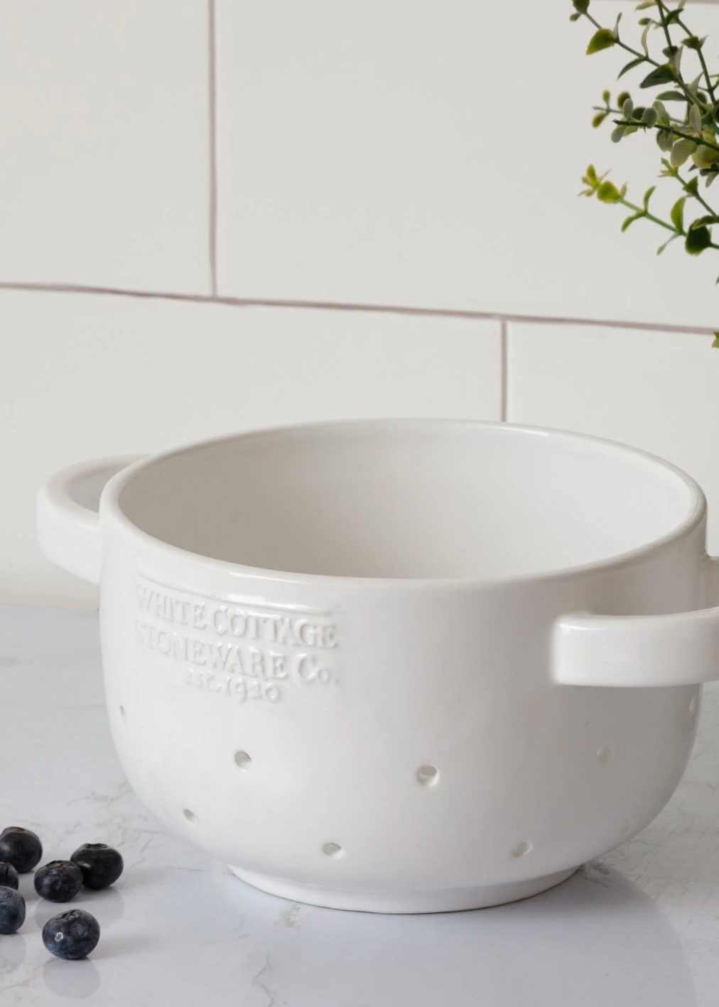 White Cottage Ceramic Berry Colander