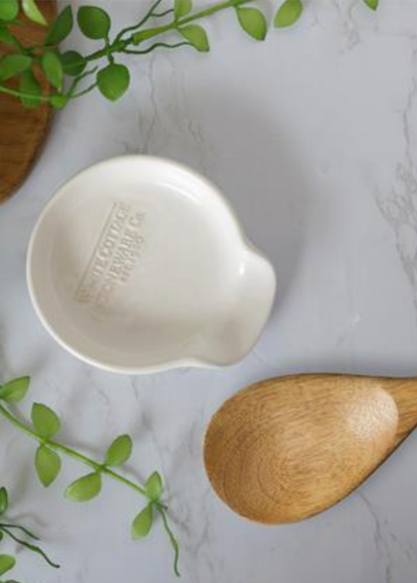 White Cottage Ceramic Spoon Rest