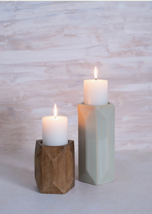 Cream Pillar Ceramic Candle Holder