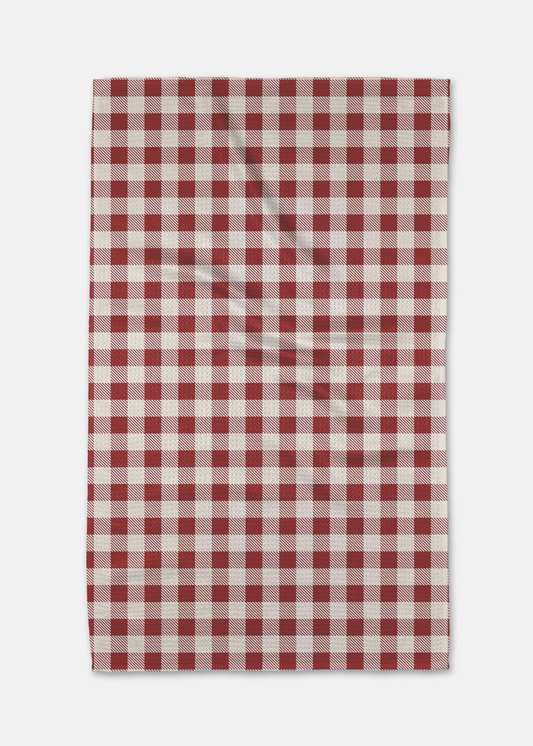 Christmas Gingham Red Tea Towel