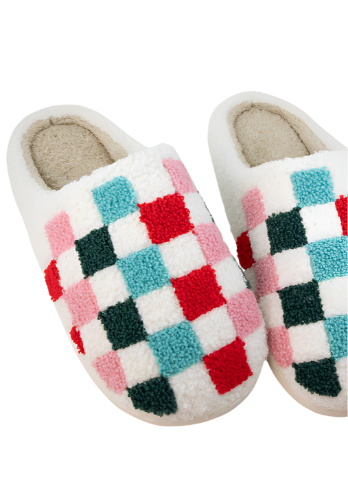 Christmas Multicolored Checkered Slippers