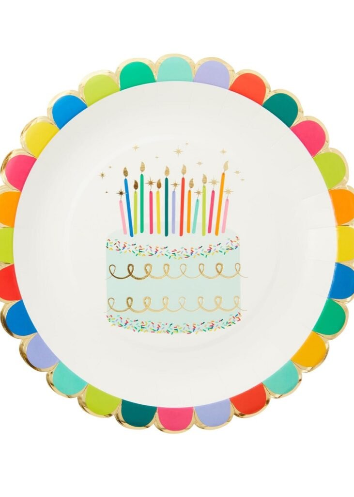 Sprinkle Birthday Scallop Edge Paper Dinner Plates