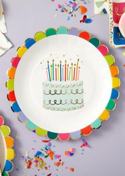 Sprinkle Birthday Scallop Edge Paper Dinner Plates