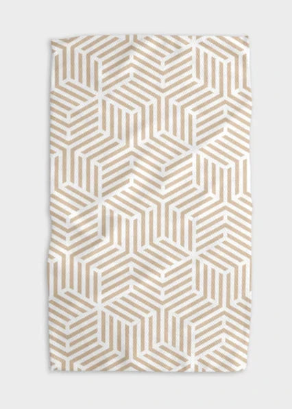 Stacked Cubes Geometry Tea Towel